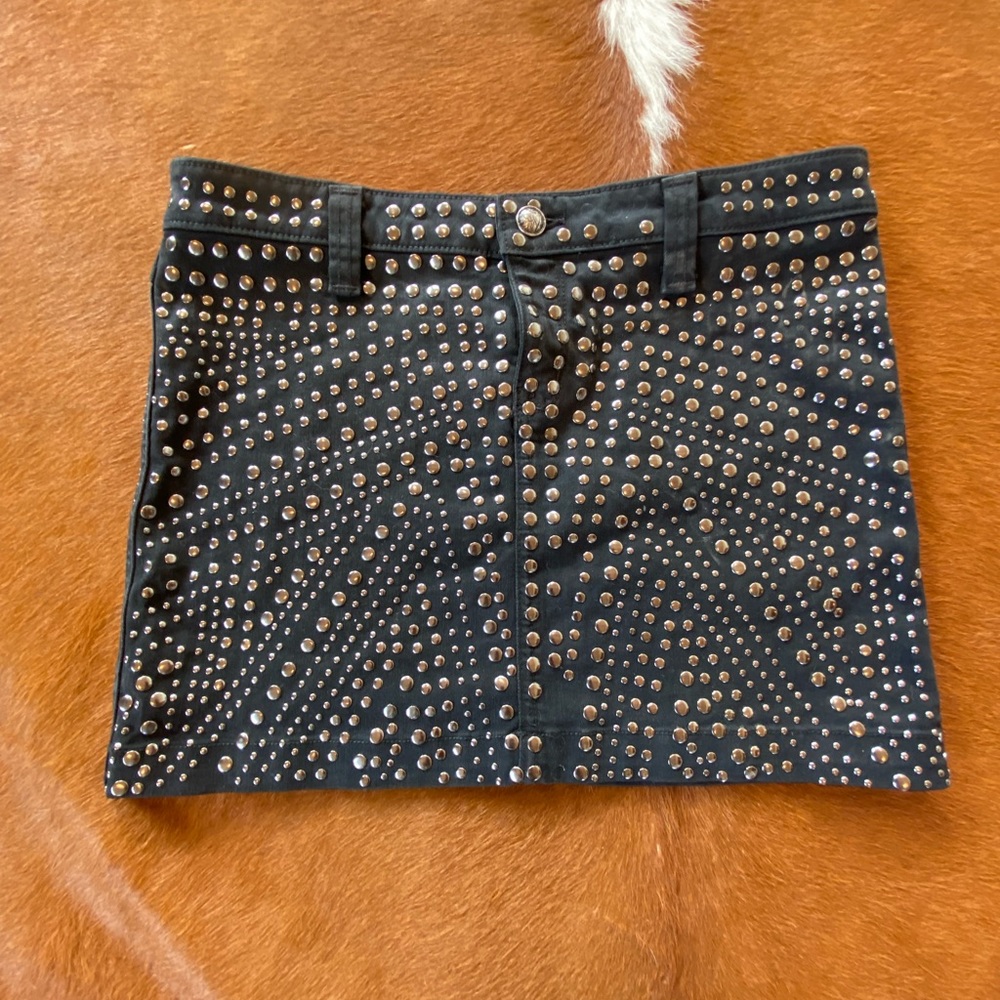 Studded Black Jean Skirt